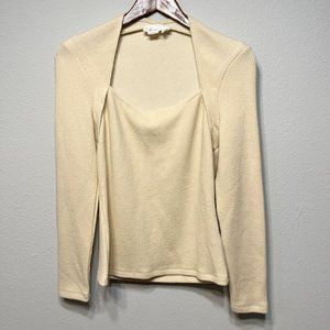 Anthropologie Ribbed Square Neck Sweater Top Size Medium